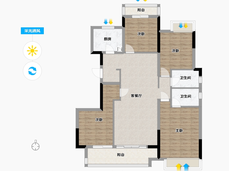 广东省-梅州市-保利江南和府-112.79-户型库-采光通风