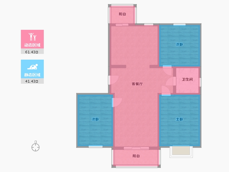 北京-北京市-翠屏北里东区-91.96-户型库-动静分区