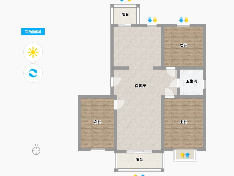 北京-北京市-翠屏北里东区-91.96-户型库-采光通风