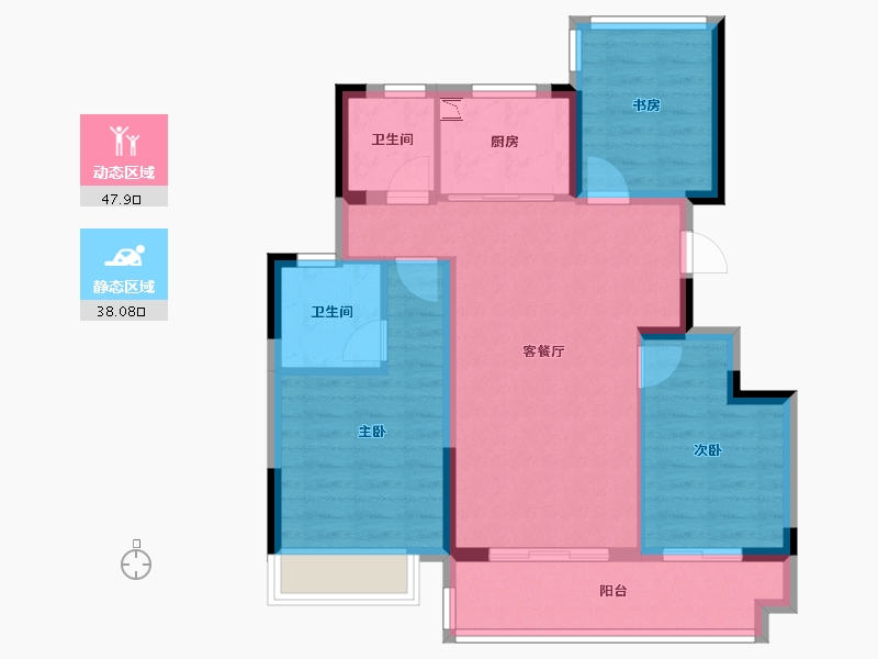 安徽省-合肥市-金科四季春晓-76.56-户型库-动静分区