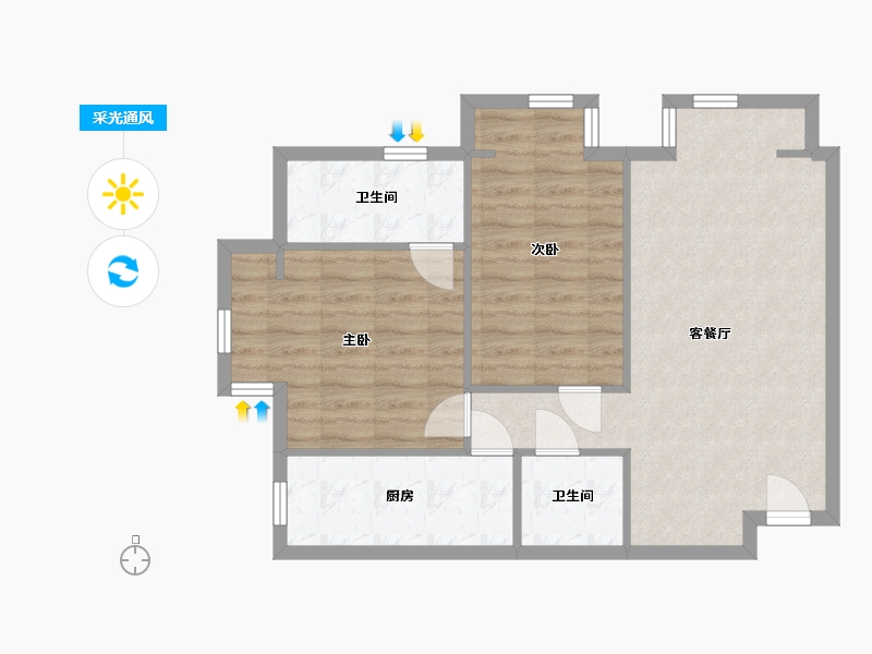 河北省-廊坊市-首尔甜城-71.01-户型库-采光通风