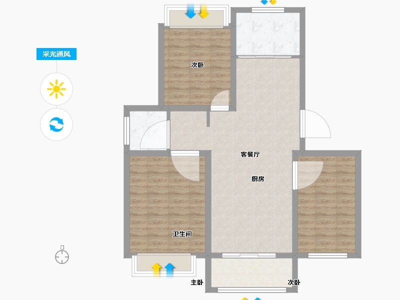 江苏省-淮安市-嘉润鸿锦苑-90.00-户型库-采光通风