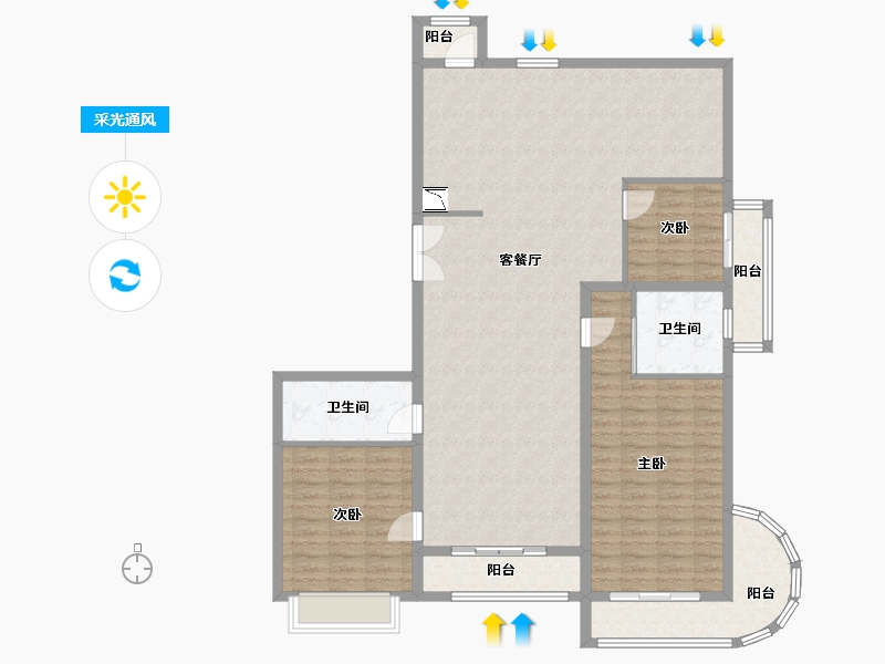 河北省-唐山市-梧桐大道-141.22-户型库-采光通风