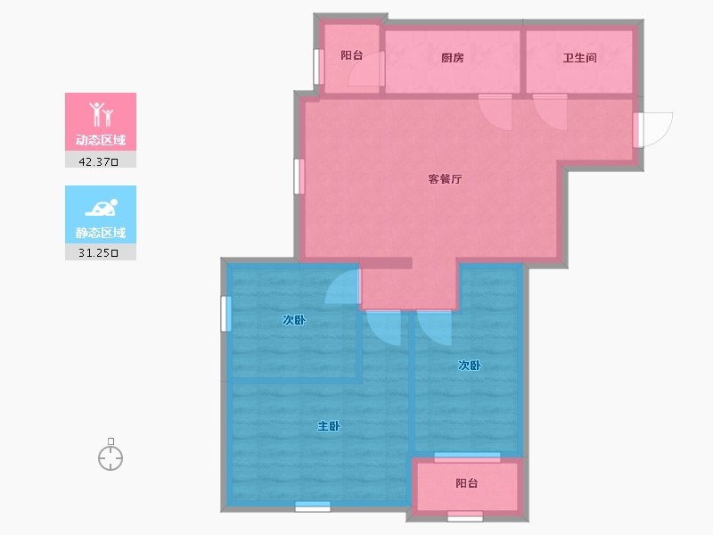 北京-北京市-西豪逸景-65.64-户型库-动静分区