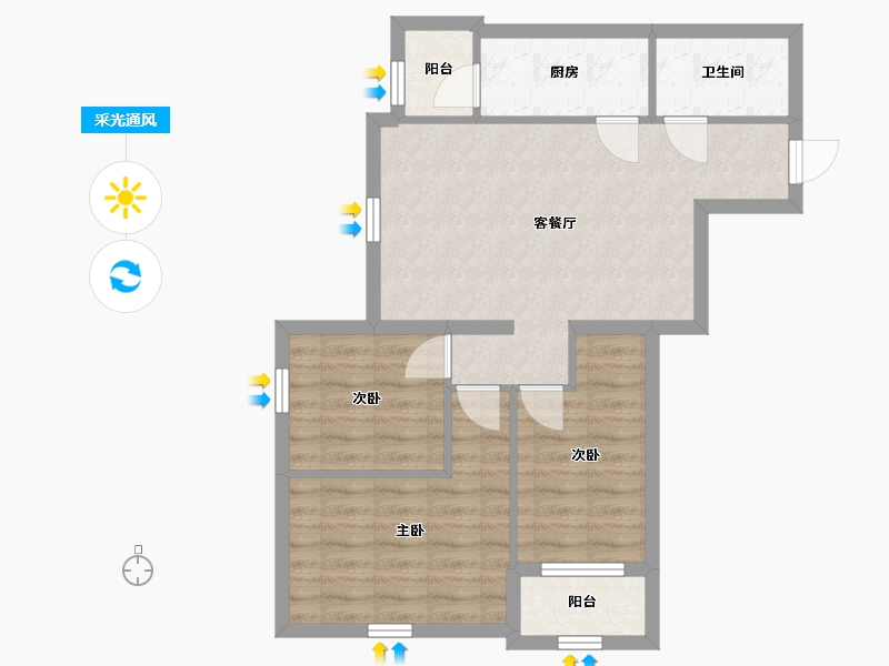 北京-北京市-西豪逸景-65.64-户型库-采光通风