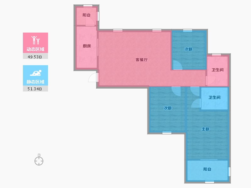 陕西省-西安市-高科绿水东城-91.65-户型库-动静分区