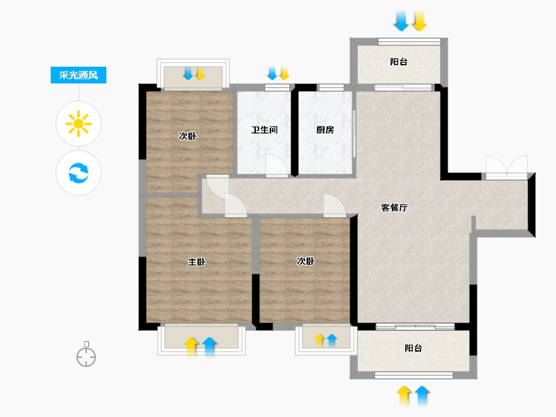 江苏省-南通市-中交美庐城-94.39-户型库-采光通风