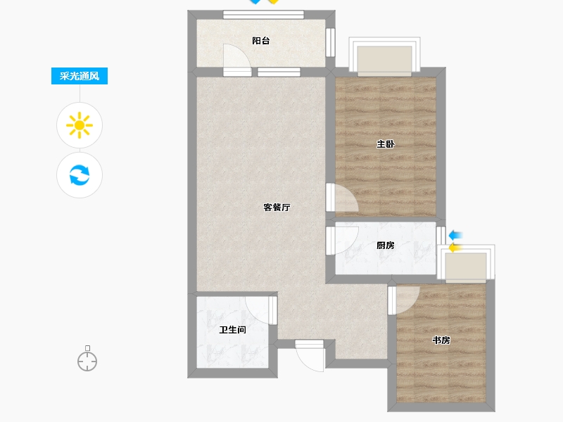 山西省-太原市-坤泽10里城-60.33-户型库-采光通风