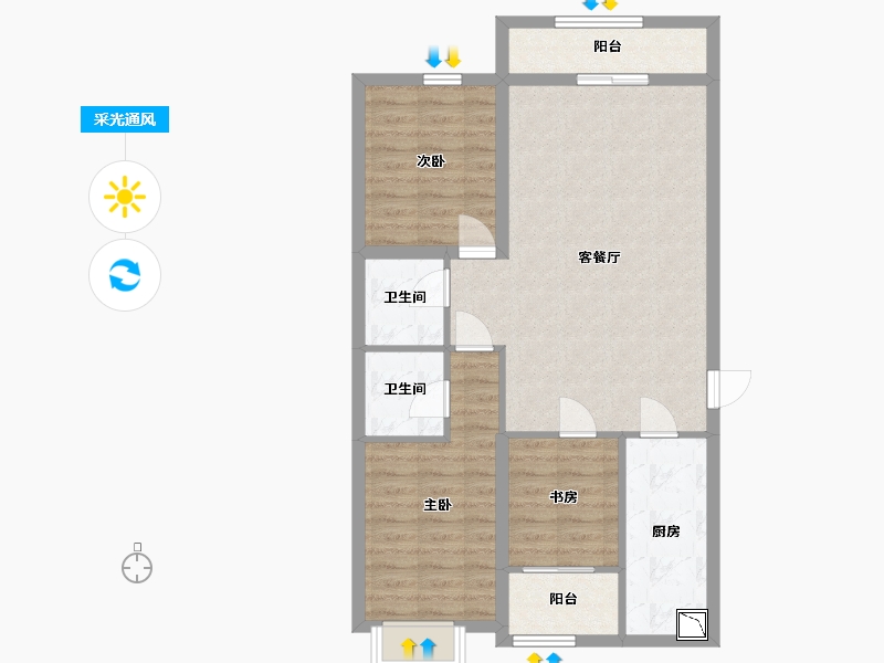 山西省-太原市-荔园悦享星醍-81.26-户型库-采光通风