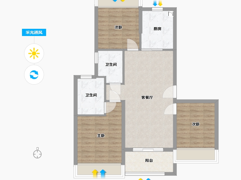 上海-上海市-泗水和鸣-75.40-户型库-采光通风