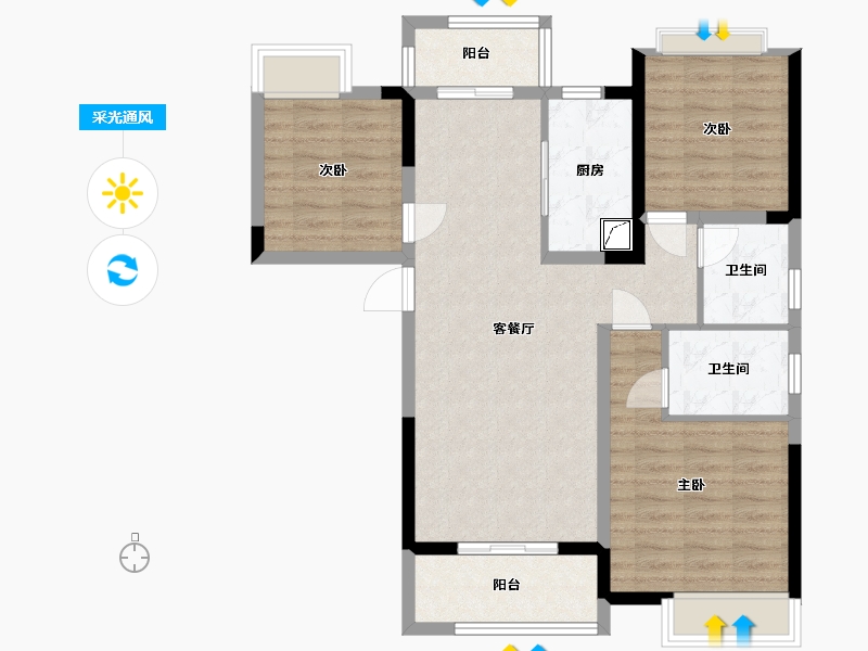 湖北省-武汉市-保利上城-85.40-户型库-采光通风