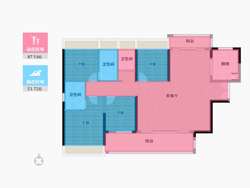 广东省-惠州市-中洲华昕府-128.09-户型库-动静分区