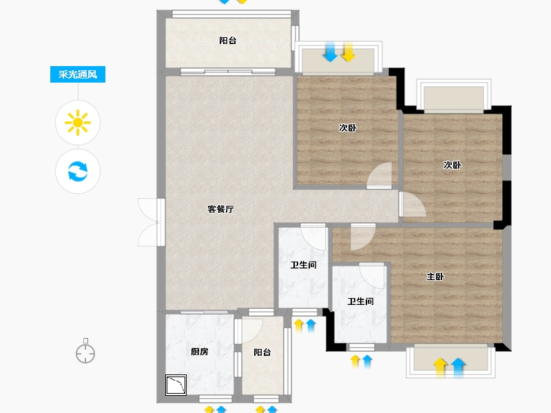 广西壮族自治区-柳州市-观山福邸-92.01-户型库-采光通风