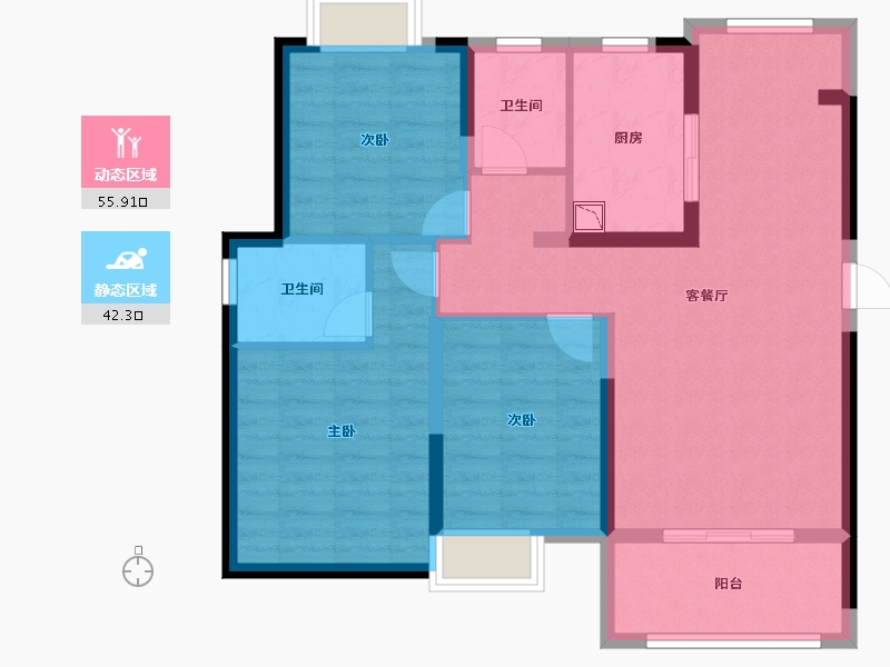 湖北省-襄阳市-东津世纪城-87.52-户型库-动静分区