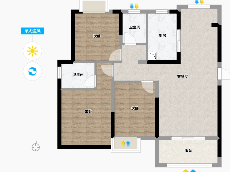 湖北省-襄阳市-东津世纪城-87.52-户型库-采光通风