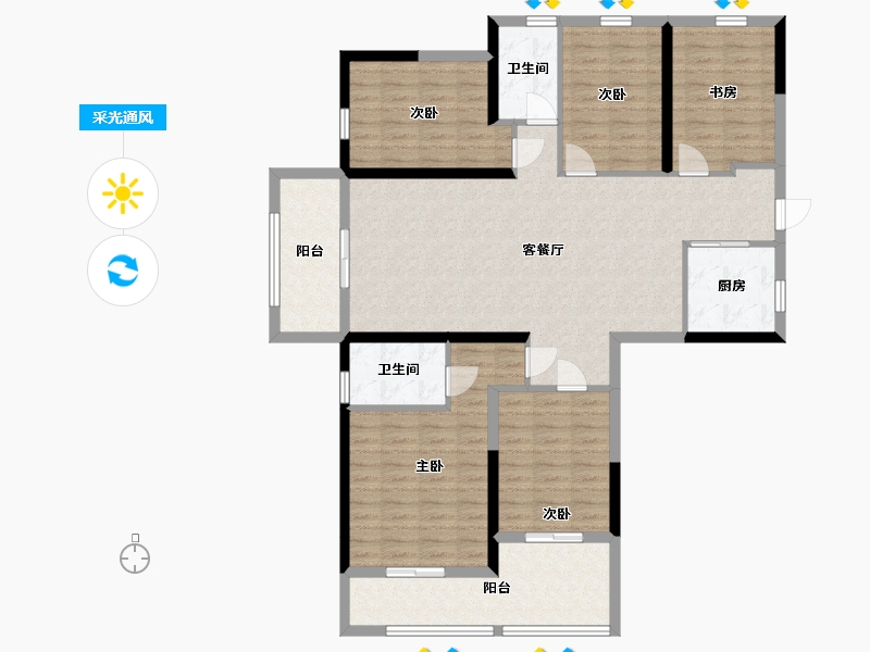 湖北省-咸宁市-海德公馆-131.34-户型库-采光通风