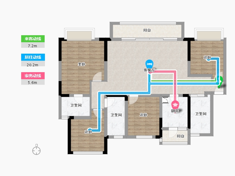 贵州省-贵阳市-龙湖·景粼天著-113.83-户型库-动静线