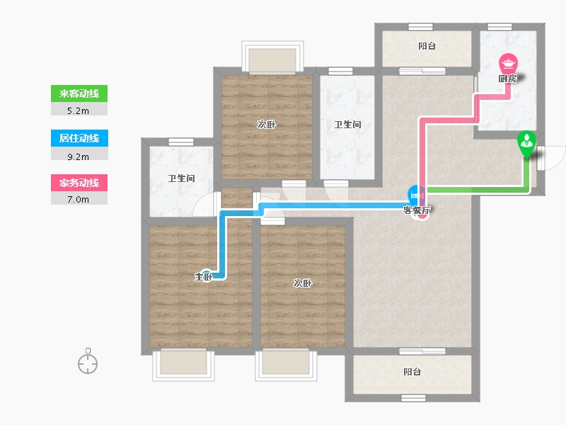 山东省-烟台市-正元怡居-98.64-户型库-动静线