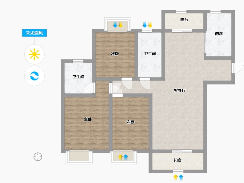 山东省-烟台市-正元怡居-98.64-户型库-采光通风