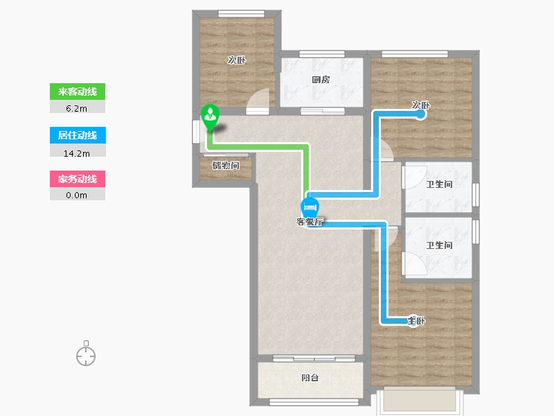 陕西省-西安市-融创天朗南长安街壹号-88.94-户型库-动静线