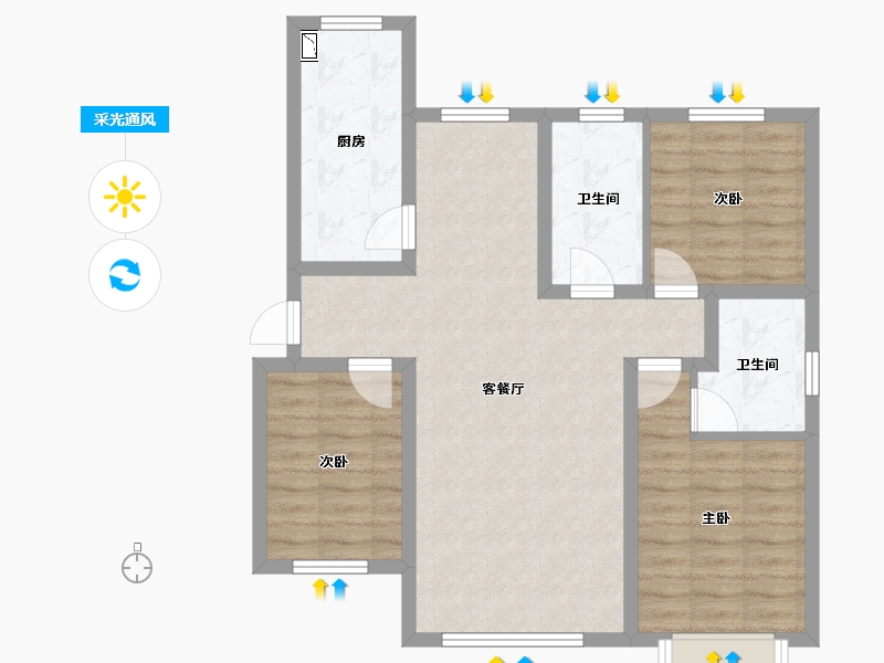 山西省-大同市-领阅·四季-80.75-户型库-采光通风