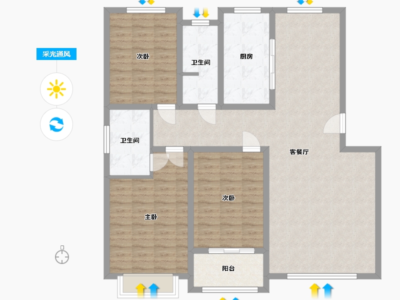 山东省-潍坊市-翰庭家园-118.00-户型库-采光通风