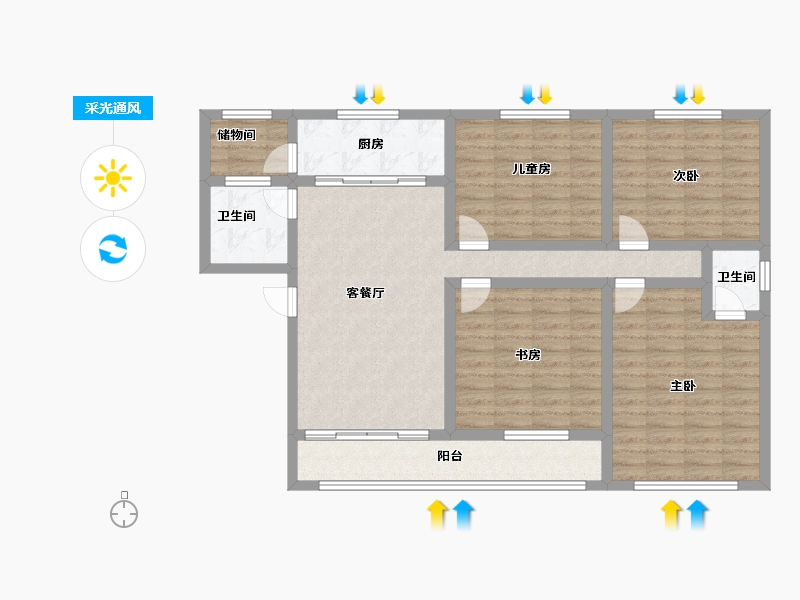 湖南省-衡阳市-富森天鹅丽都-104.00-户型库-采光通风