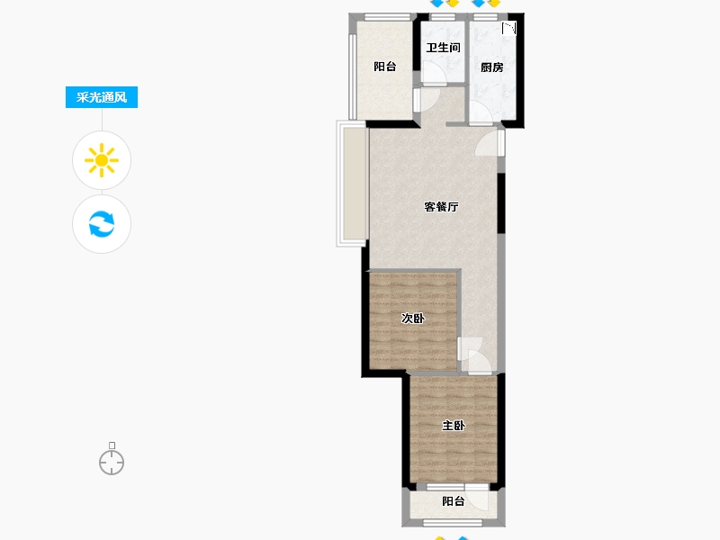 山东省-烟台市-中海知孚里-68.00-户型库-采光通风