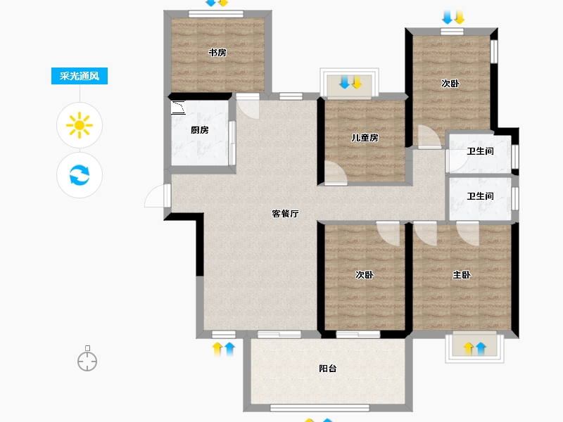 广西壮族自治区-南宁市-建发玺院-107.00-户型库-采光通风