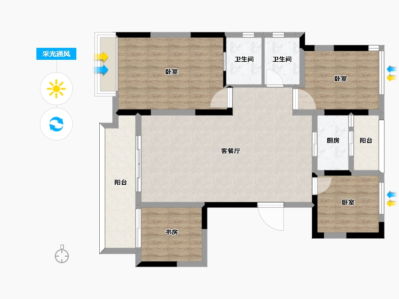 四川省-泸州市-金科博翠湾-102.08-户型库-采光通风