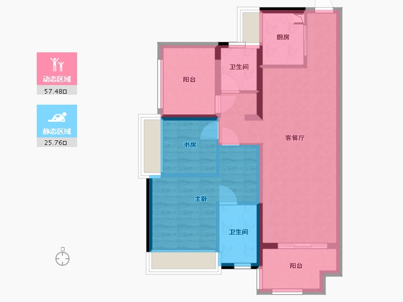 广东省-中山市-美的公馆-73.55-户型库-动静分区