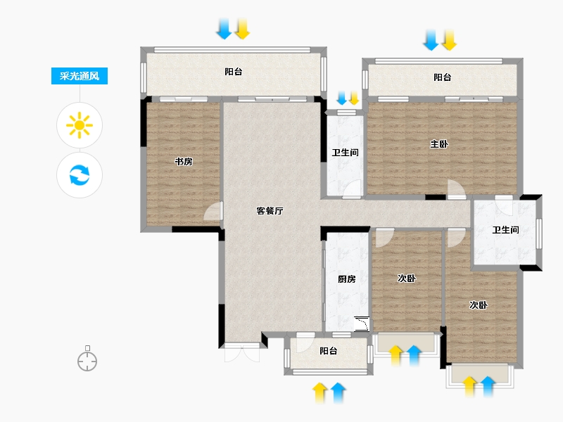 广西壮族自治区-南宁市-梦之岛江湾一品-171.18-户型库-采光通风