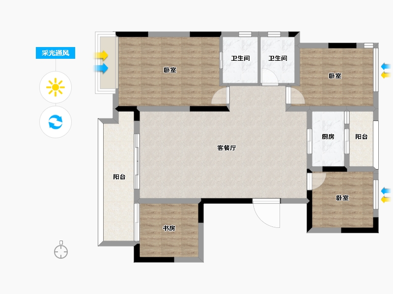 四川省-泸州市-金科博翠湾-102.73-户型库-采光通风