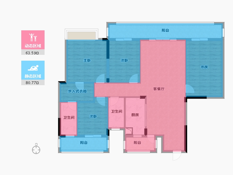 广西壮族自治区-南宁市-梦之岛江湾一品-130.31-户型库-动静分区