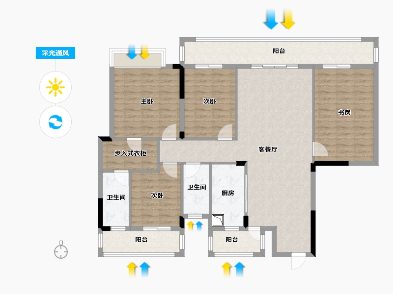 广西壮族自治区-南宁市-梦之岛江湾一品-130.31-户型库-采光通风