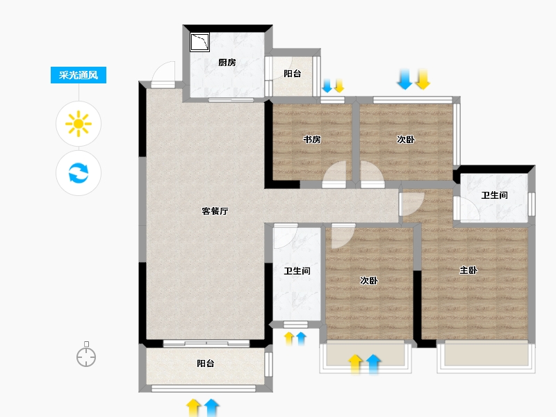 广西壮族自治区-南宁市-梦之岛江湾一品-99.18-户型库-采光通风