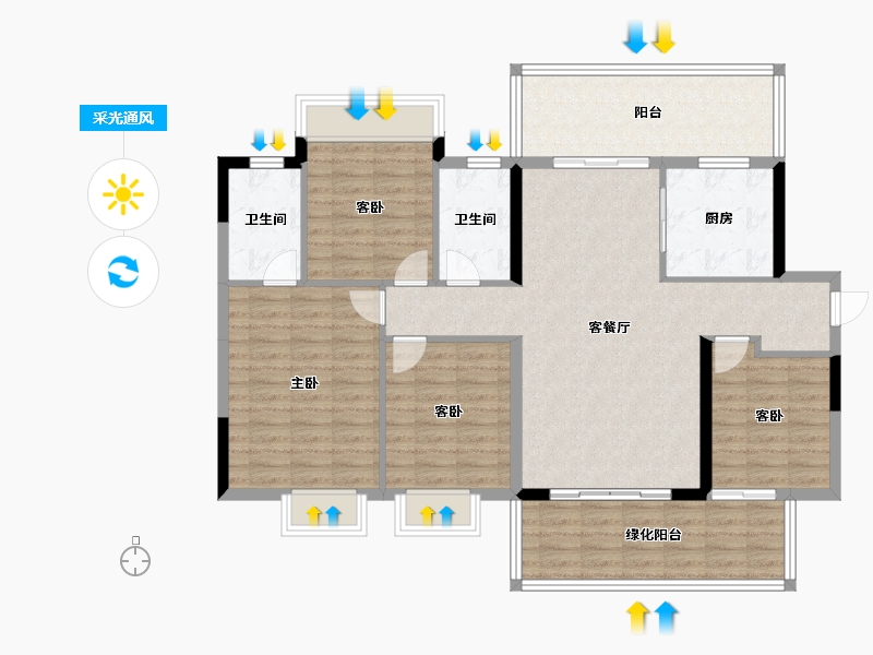 广西壮族自治区-南宁市-锦麟玖玺-121.88-户型库-采光通风