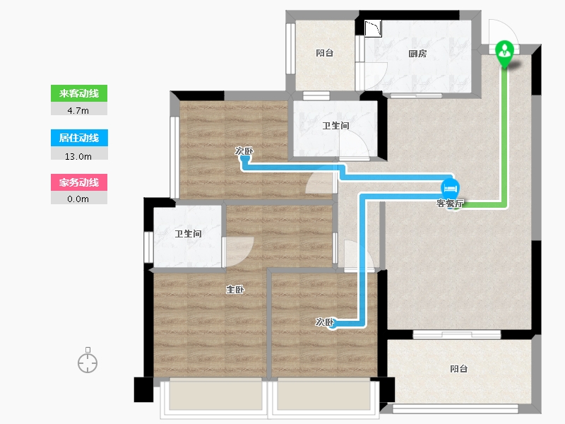 广东省-中山市-德瑞花园-76.00-户型库-动静线