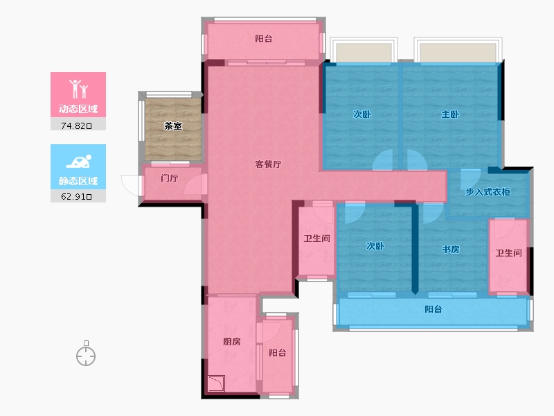 广西壮族自治区-南宁市-梦之岛江湾一品-128.23-户型库-动静分区