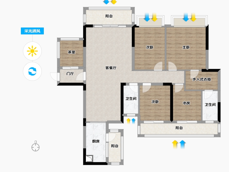 广西壮族自治区-南宁市-梦之岛江湾一品-128.23-户型库-采光通风