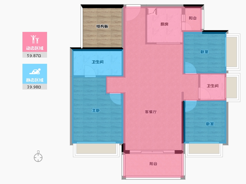 广西壮族自治区-贵港市-盛世青云府-89.82-户型库-动静分区