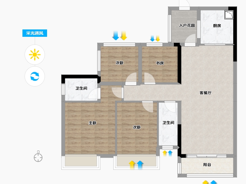 广西壮族自治区-南宁市-梦之岛江湾一品-97.45-户型库-采光通风