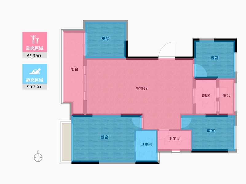 四川省-泸州市-金科博翠湾-102.28-户型库-动静分区