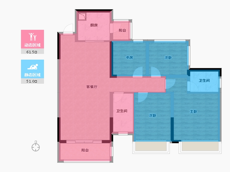 广西壮族自治区-南宁市-梦之岛江湾一品-99.92-户型库-动静分区