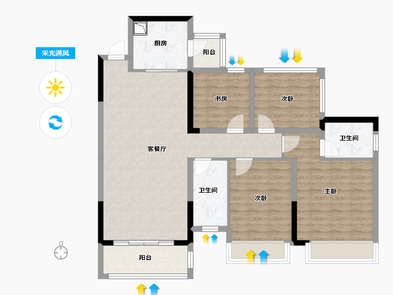 广西壮族自治区-南宁市-梦之岛江湾一品-99.92-户型库-采光通风