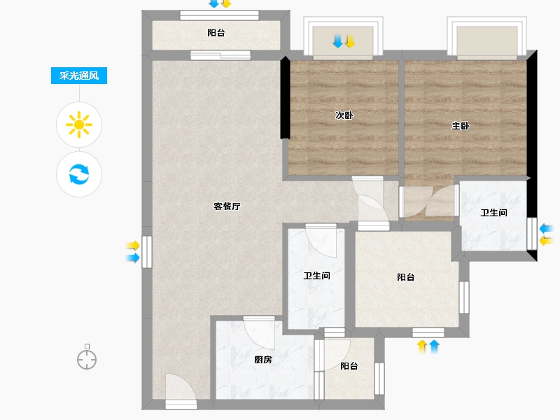 广西壮族自治区-南宁市-大嘉汇岭秀一方-68.03-户型库-采光通风