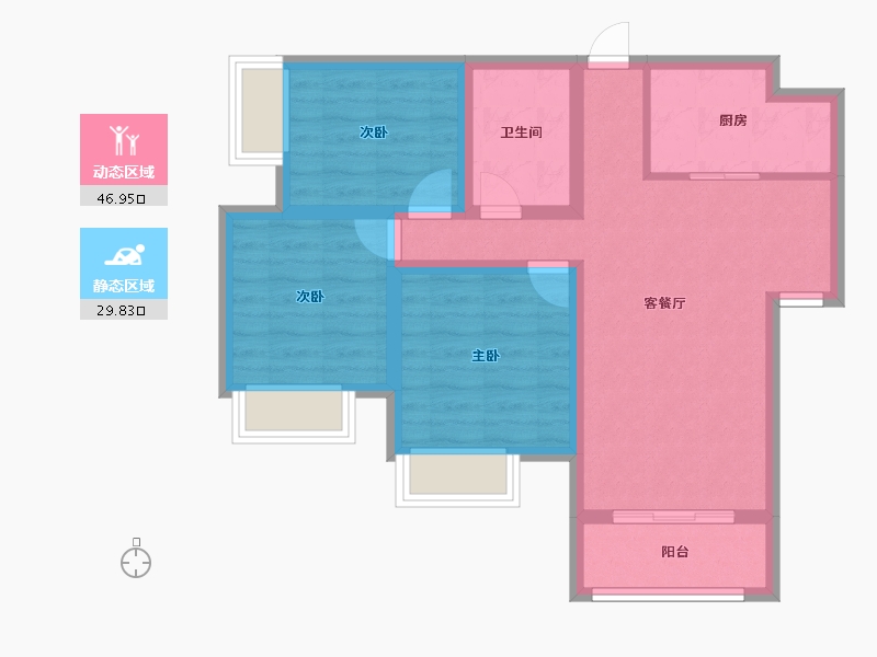 海南省-三亚市-海棠月色-67.35-户型库-动静分区