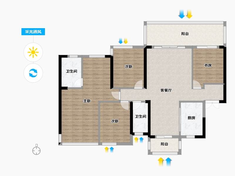 广西壮族自治区-南宁市-南宁绿地城-133.04-户型库-采光通风