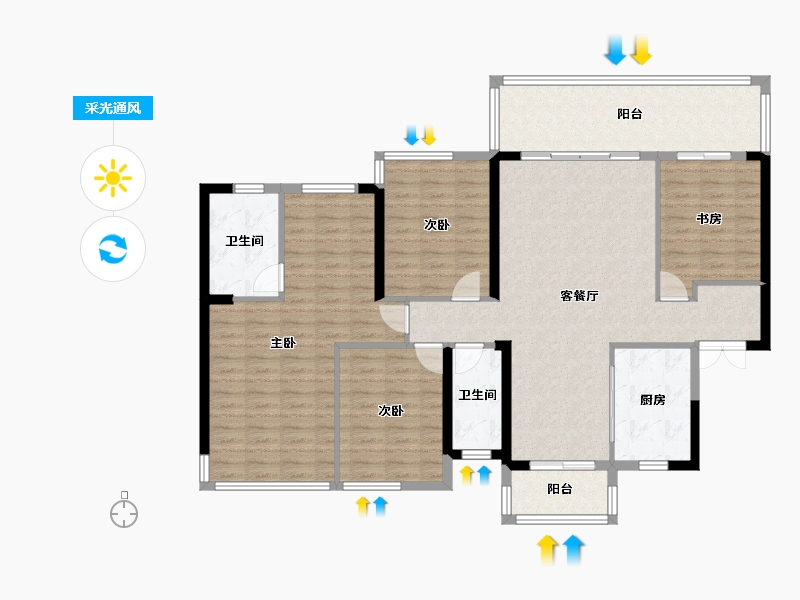 广西壮族自治区-南宁市-南宁绿地城-132.37-户型库-采光通风