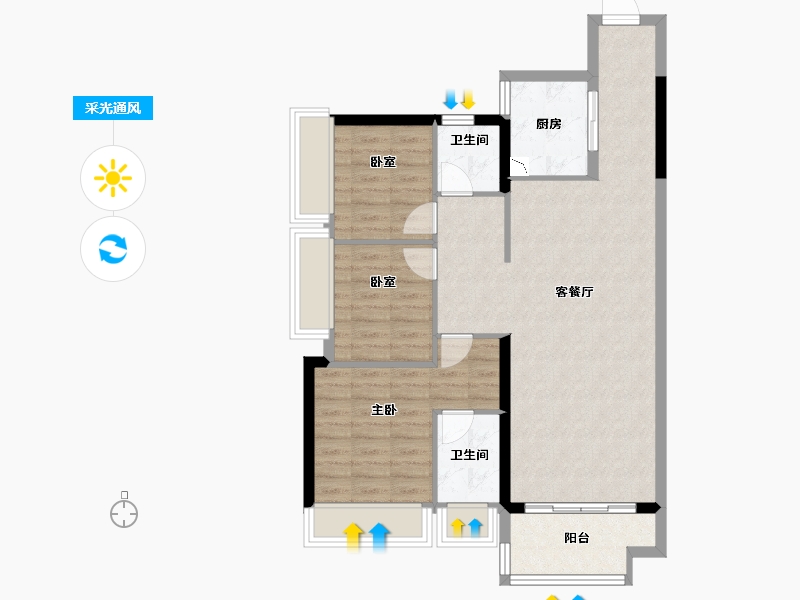 广西壮族自治区-贵港市-盛世青云府-86.10-户型库-采光通风